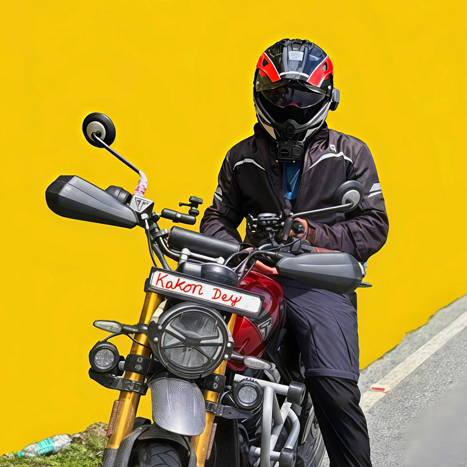 Rider on the open road with a fully kitted bike
