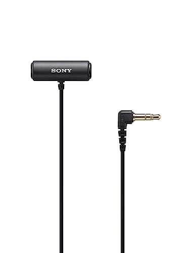Sony Stereo Lavalier Auxiliary Microphone ECM-LV1 (Compact, Flexible, Vlogging, Content Creation, Audio) - Black