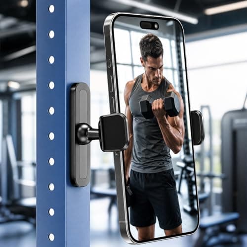BIJASANI One Magnet One Clip Phone Holder for Gym l 5 Years Warranty [New 2026 Upgraded] – Heavy Duty Military Grade Super Strong N55 Magnet Base with Universal Clip Grip |Fits iPhone & Android
